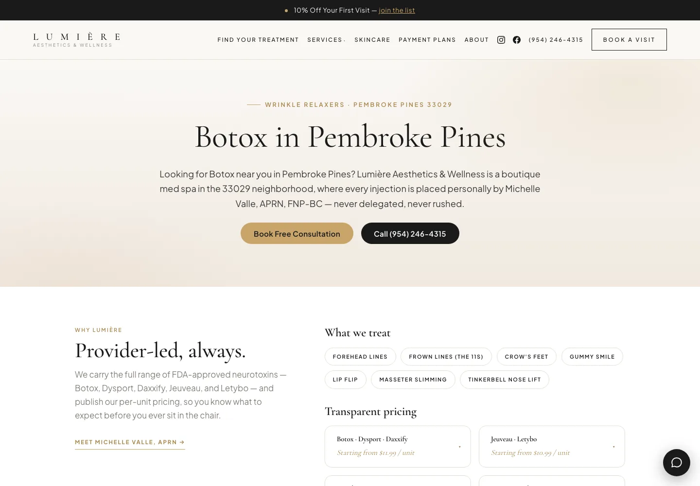 Botox in Pembroke Pines local-SEO treatment page