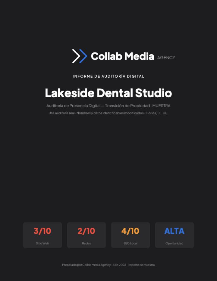 Portada del reporte de auditoría digital de muestra de Collab Media