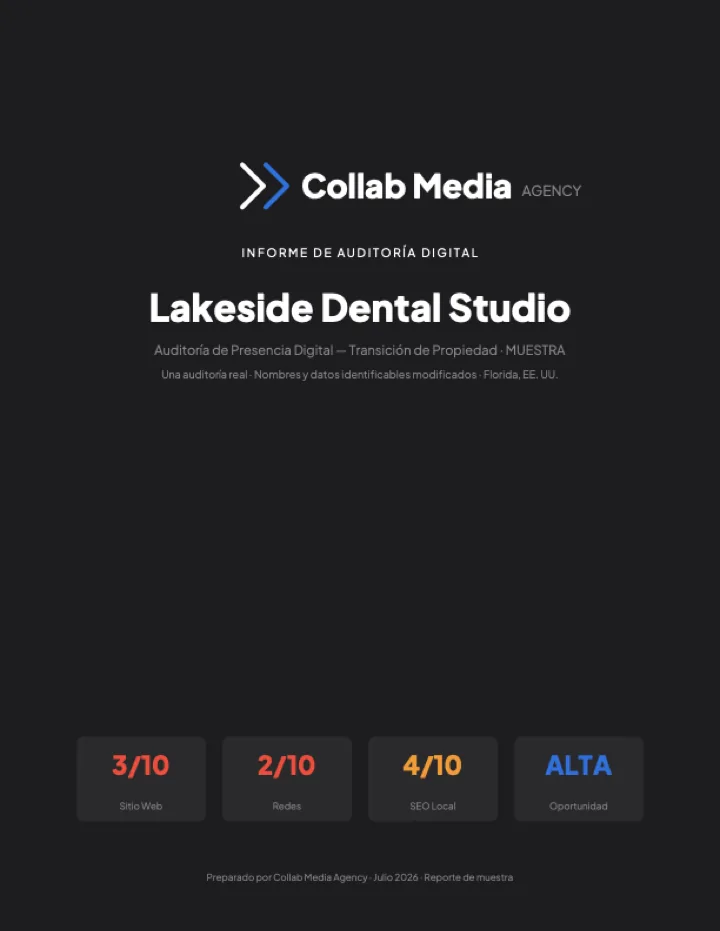 Portada del reporte de auditoría digital de muestra de Collab Media